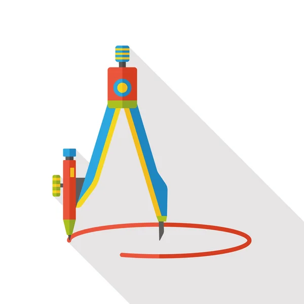 Schreibwarenkompass flache Ikone — Stockvektor