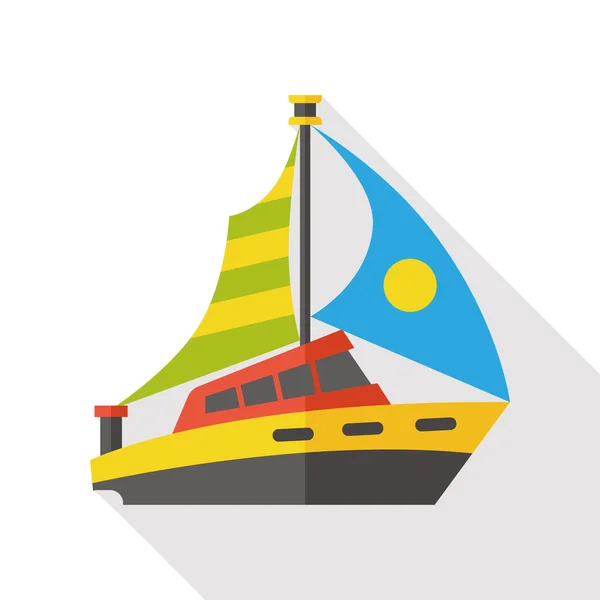 Barco de vela ícone plana —  Vetores de Stock