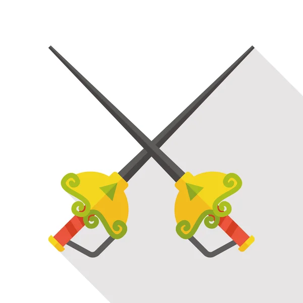 Deporte esgrima icono plano — Vector de stock