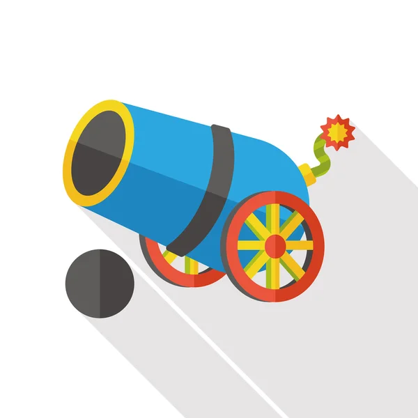 Pirate cannon flat icon — Stock Vector