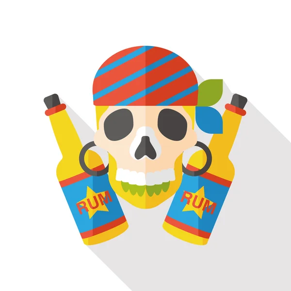 Icono plano del cráneo pirata — Vector de stock