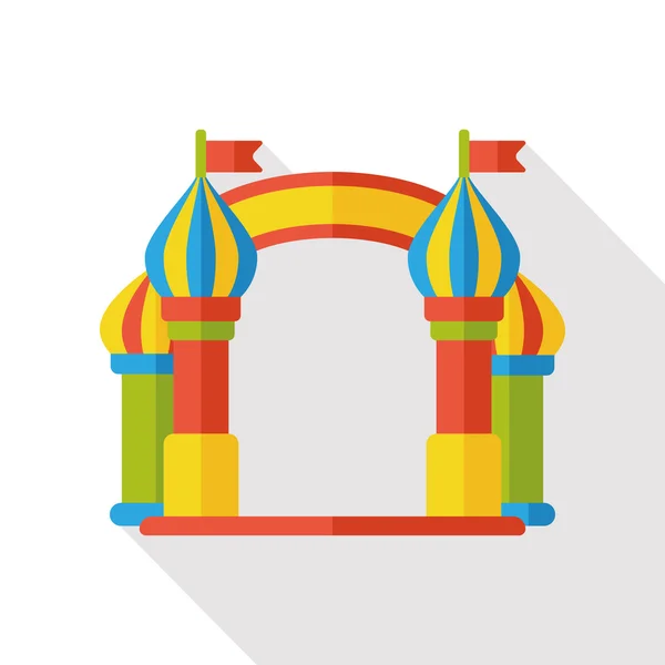 Parque de atracciones puerta plana icono — Vector de stock