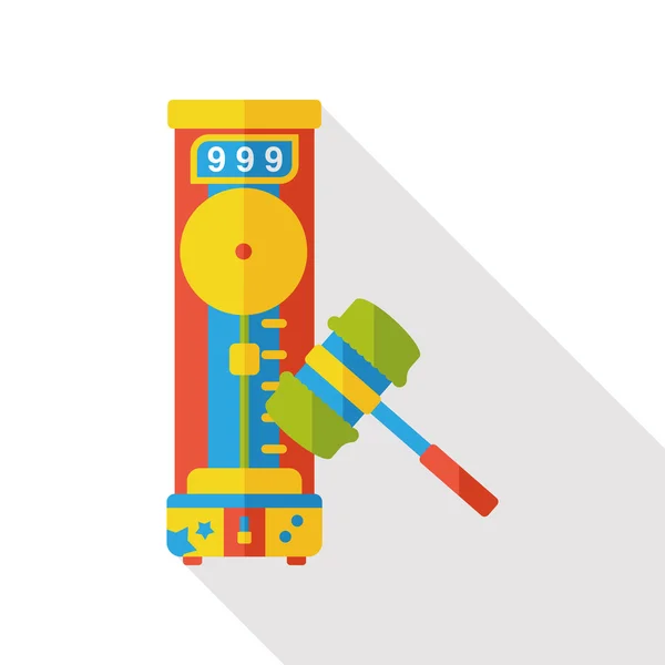 Amusement park hammer game flat icon — Stock Vector