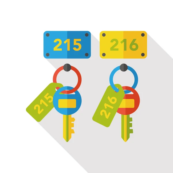 Ícone plano chave do hotel —  Vetores de Stock