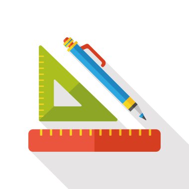 cetvel ve kalem düz simgesi