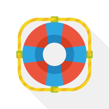 gemi lifebuoy düz simgesi