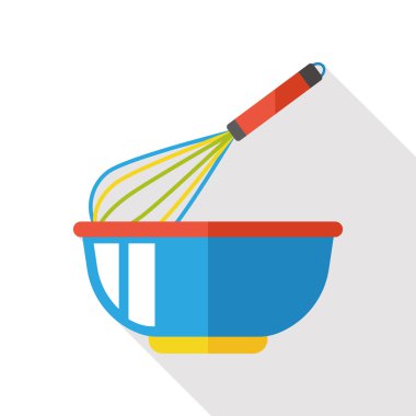 Çırpıcı ve kase düz simgesi