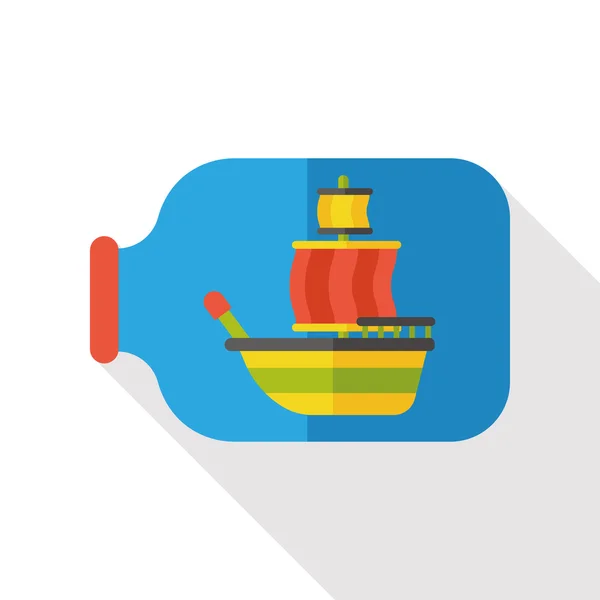 Barca in bottiglia icona piatta — Vettoriale Stock
