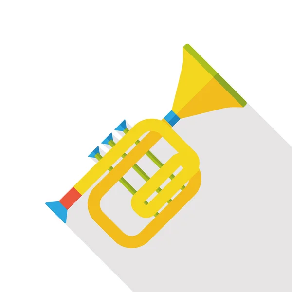 Instrumento de música trompete ícone plano elemento —  Vetores de Stock