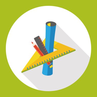 Üçgen cetvel ve kalem düz simgesi simgesi öğesi