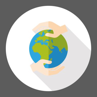 Çevre koruma kavramı düz simgesi; Dünya simgesi elementimiz korumak