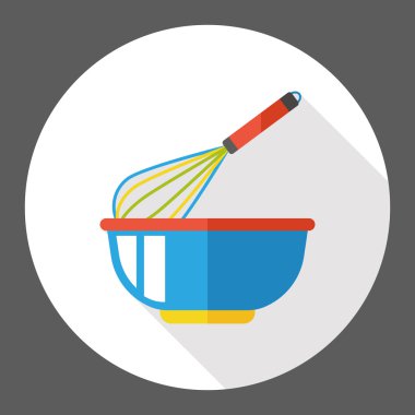 Çırpıcı ve kase düz simgesi simgesi öğesi