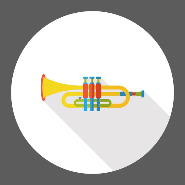 Trumpet musik instrument platt ikon ikon element — Stock vektor