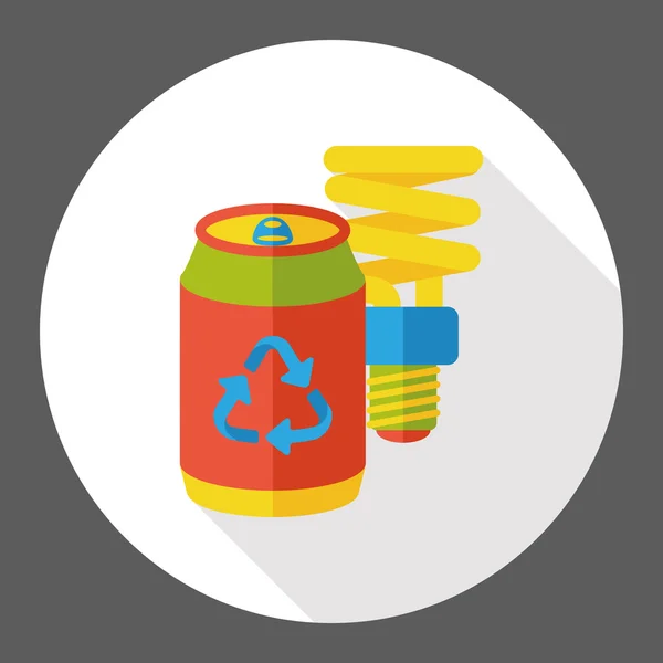 Recyklingu butelek do żarówki płaski ikona ikony elementu — Wektor stockowy