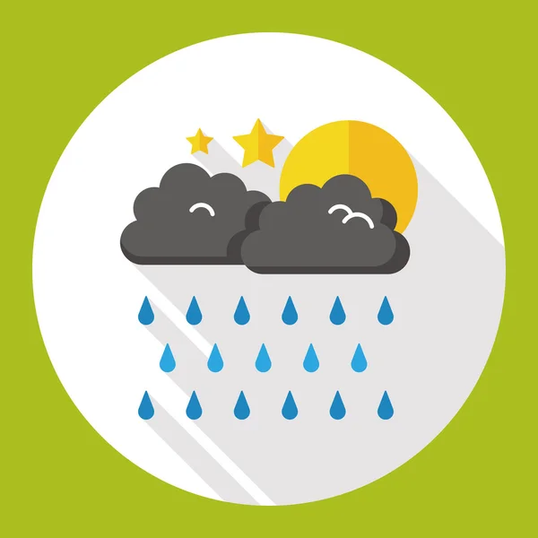 Tiempo lloviendo icono plano icono elemento — Vector de stock