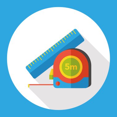 Ölçüm bandı ve cetvel düz simgesi simgesi öğesi