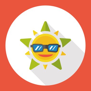 Yaz güneş düz simgesi simgesi öğesi