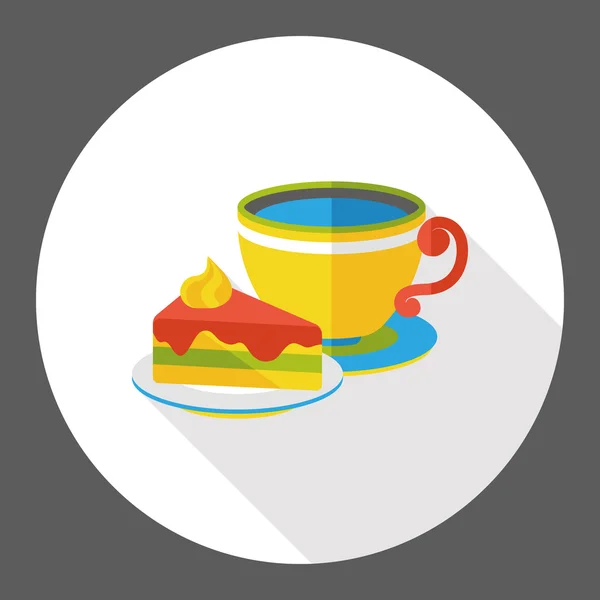 Café y pastel icono plano icono elemento — Vector de stock