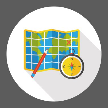 harita pusula düz simgesini simge öğesi