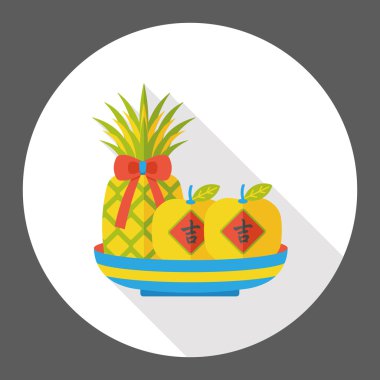 Çin yeni yılı ananas ve elma simgesi öğesi