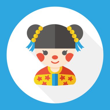 Çin yeni yılı kız düz simgesi simgesi öğesi