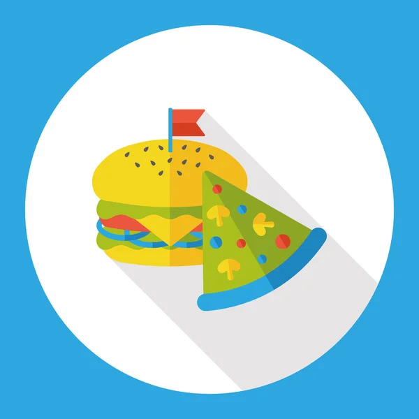 ハンバーガーとピザのフラット アイコン アイコン要素 — ストックベクタ