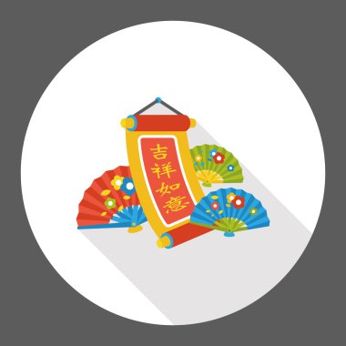 Çin yeni yılı katlama fan düz simgesi