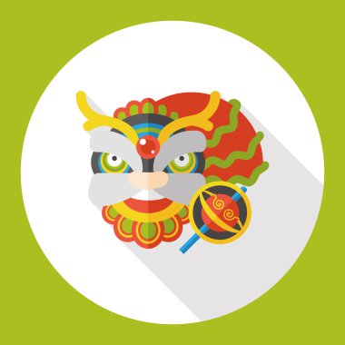 Çin yeni yılı ejderha ve kafa düz simgesi dans aslan