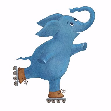 Şirin mavi bebek fil pateni. Çizgi film karakteri.