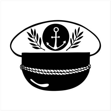 Kaptan şapkası, el çizimi izole vektör çizimi