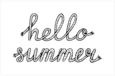 Merhaba yaz, Hawser ile harfler, el çizimi vektör çizimi