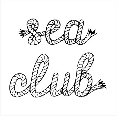 Deniz kulübü, Hawser ile harf, el çizimi vektör çizimi