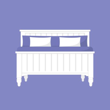 Beyaz yatak, mavi yatak ve beyaz yastıklar..