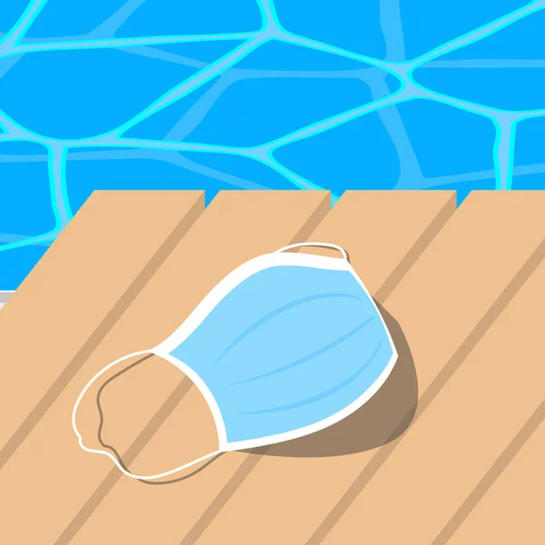 Ansiktsmask på poolen schäslong lång — Stock vektor