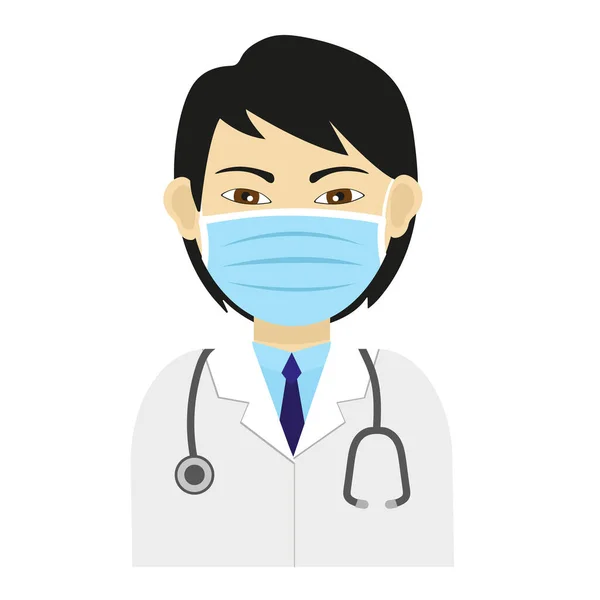 Doctor with blue face mask and stethoscope — Stock Vector