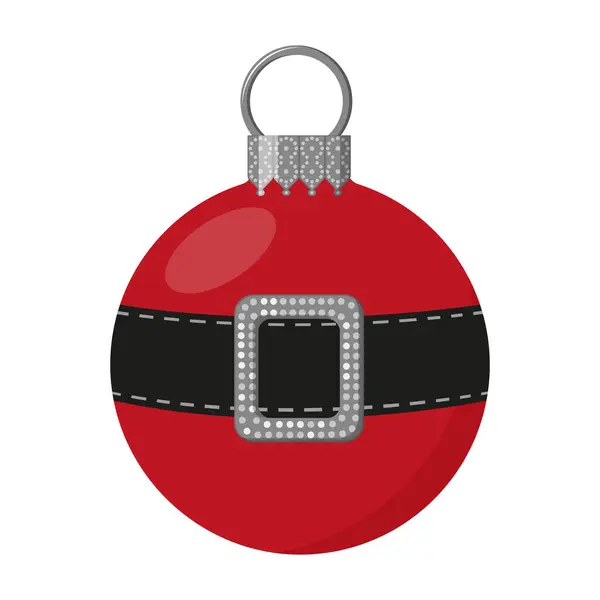 Boule de Noël avec ceinture de Père Noël. Boule isolée. — Image vectorielle