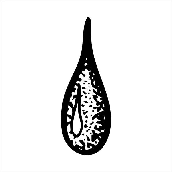 Drop, geïsoleerde eenvoudige hand getekend illustratie in zwart-wit — Stockvector