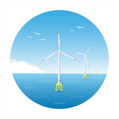 Denizde rüzgar çiftliği. Rüzgar santrali.