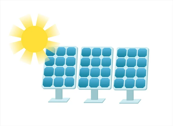 Les Piles Solaires Soleil Panneaux Photovoltaïques Cellules Solaires Concept Énergie — Image vectorielle