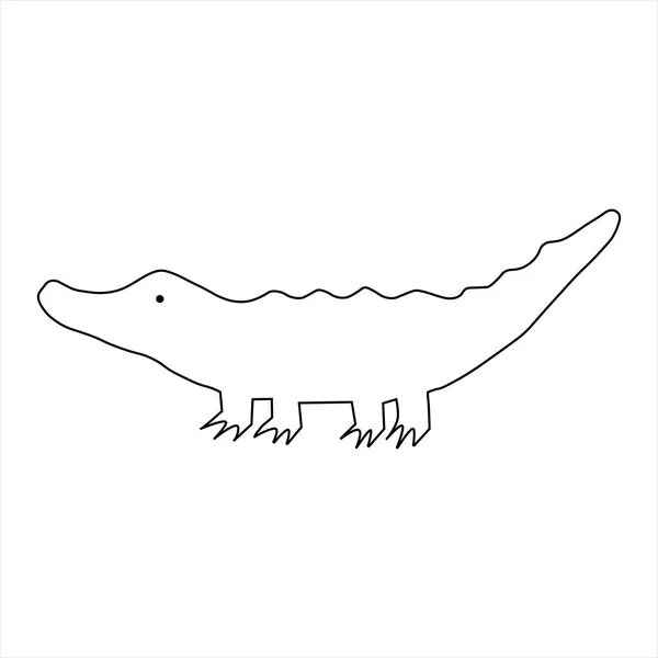 Simple Vector Illustration Crocodile Black White Drawing — Vector de stock