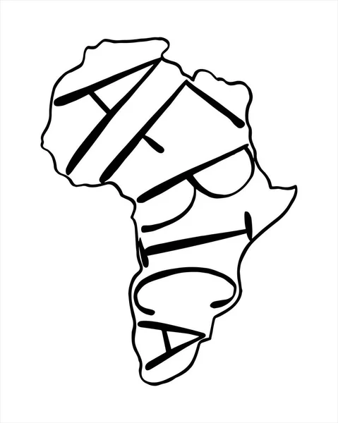 Hand Drawn Vector Illustration Silhouette African Continent Hand Written Lettering — Vector de stock