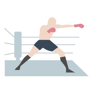 Boksör boks ringinde yumruk atıyor.