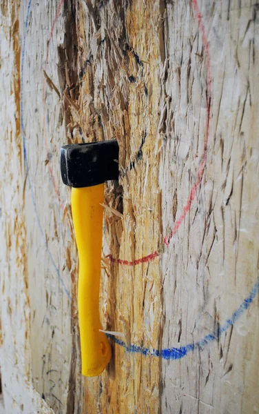 Hedefe balta saplanmış.