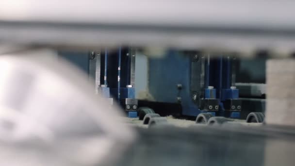 Automatische Cnc zagen machinale houtbewerking en meubels plant en voor het efficiënt verwerken van pvc, tape, laminaat of hout strips. — Stockvideo