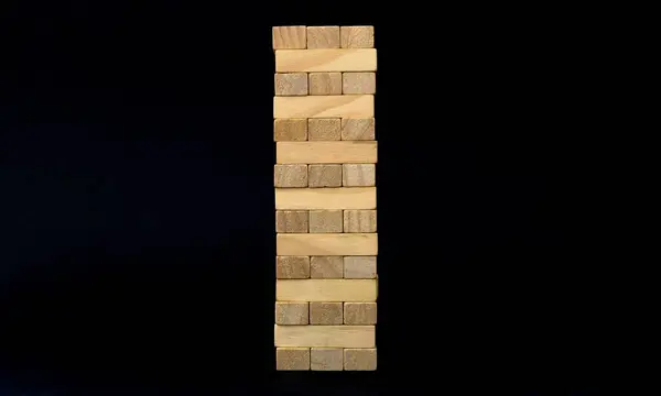 Game Made Wooden Blocks Tower Blocks — Stock Photo, Image