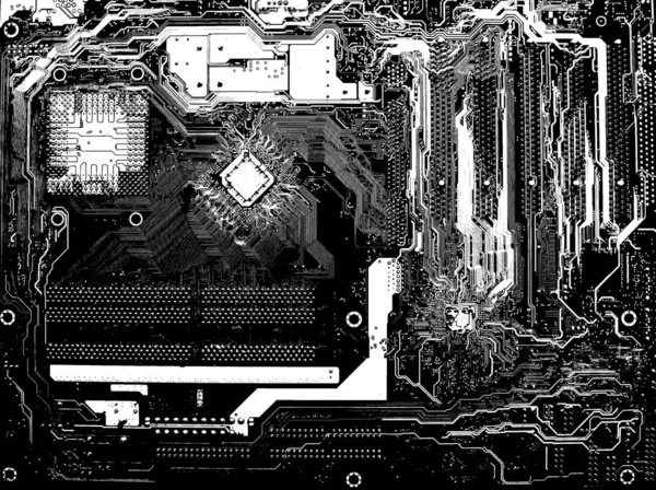 主板的晶片黑白照片 — 图库照片
