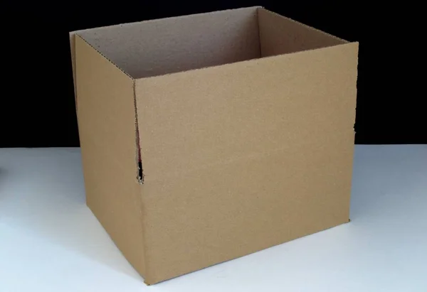 Empty Cardboard Box Black White Background — Stock Photo, Image