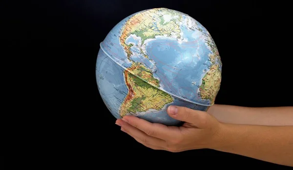 Planeta Země Vesmíru Lidské Ruce Jemně Drží Křehkou Planetu — Stock fotografie