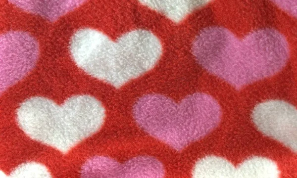 Texture Red Fabric Hearts — Stock Photo, Image