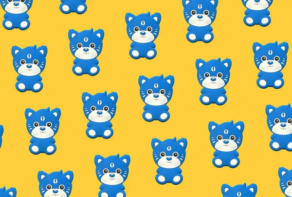 Háttér Tervezés Banner Egy Sárga Hátterű Macska Kék Alakja Minta — Stock Fotó